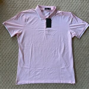 BNWT G/FORE Men's Blush Perforated Stripe Polo